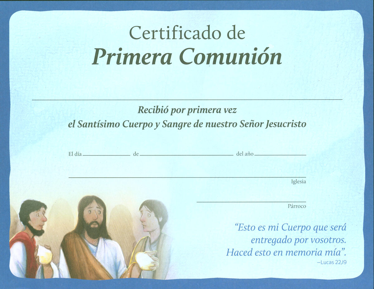 Signos de la Gracia: Primera Comunión: Certificate, Spanish