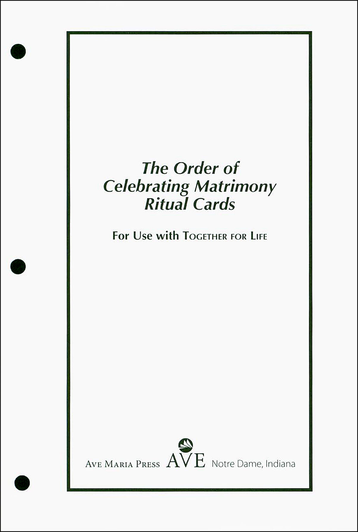 Order of Celebrating Matrimony Ritual Cards 2016 (cards only) — Ave M…