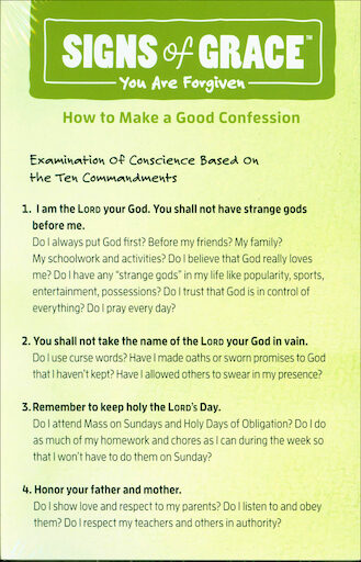 Signs of Grace: First Reconciliation: Confession Card, English