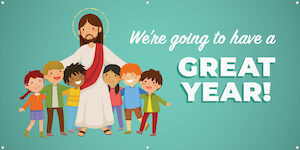 Jesus and Children Great Year Banner