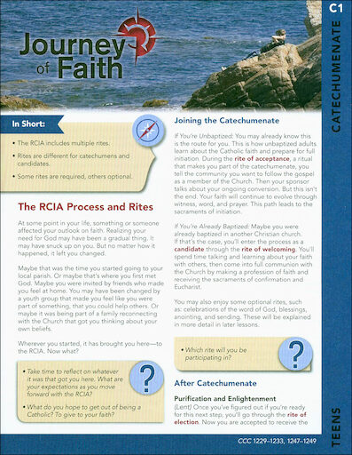 Journey of Faith for Teens: Catechumenate Participant, English