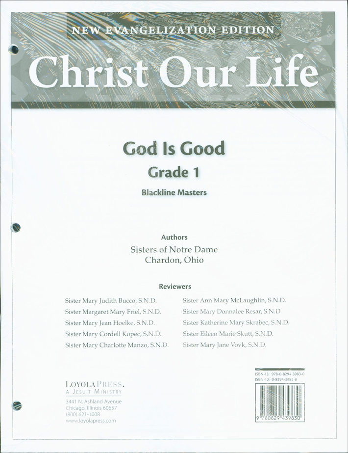 Christ Our Life New Evangelization K 8 Grade 1 Blackline Masters Co 
