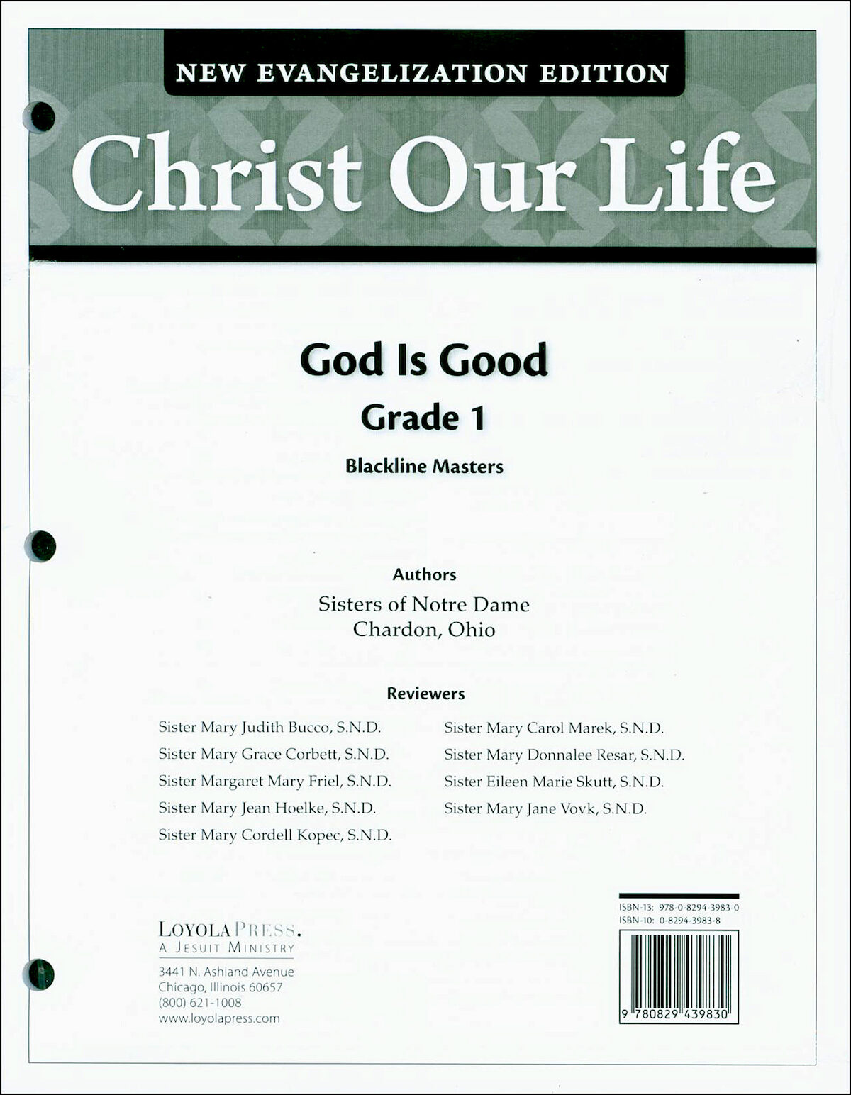 Christ Our Life New Evangelization 1 8 Grade 2 Blackline Masters 