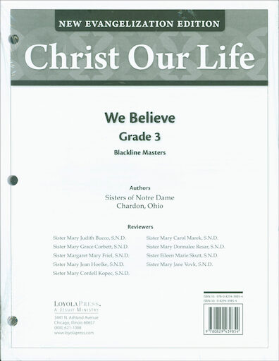 Christ Our Life: New Evangelization, K-8: Grade 3, Blackline Masters