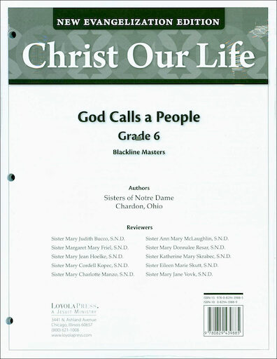 Christ Our Life: New Evangelization, K-8: Grade 6, Blackline Masters