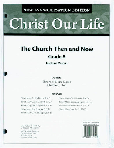 Christ Our Life: New Evangelization, K-8: Grade 8, Blackline Masters