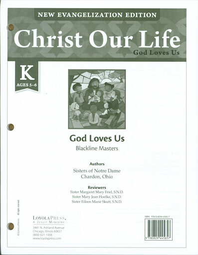 Christ Our Life: New Evangelization, K-8: Kindergarten, Blackline Masters