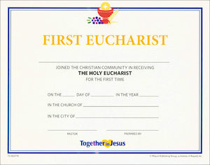 Together in Jesus: First Eucharist 2018: Certificate
