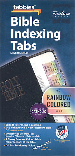 Bible Indexing Tabs: Bible Tabs, Catholic Edition, Rainbow, 10-pack, English