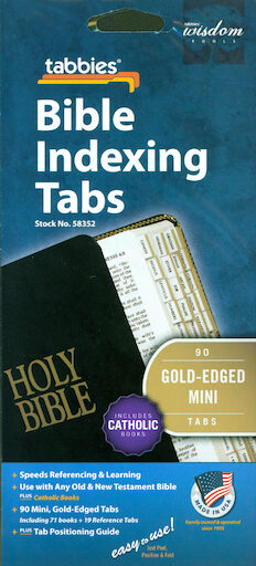 Bible Indexing Tabs: Bible Tabs, Catholic Edition, Mini gold-edged, pack of 10